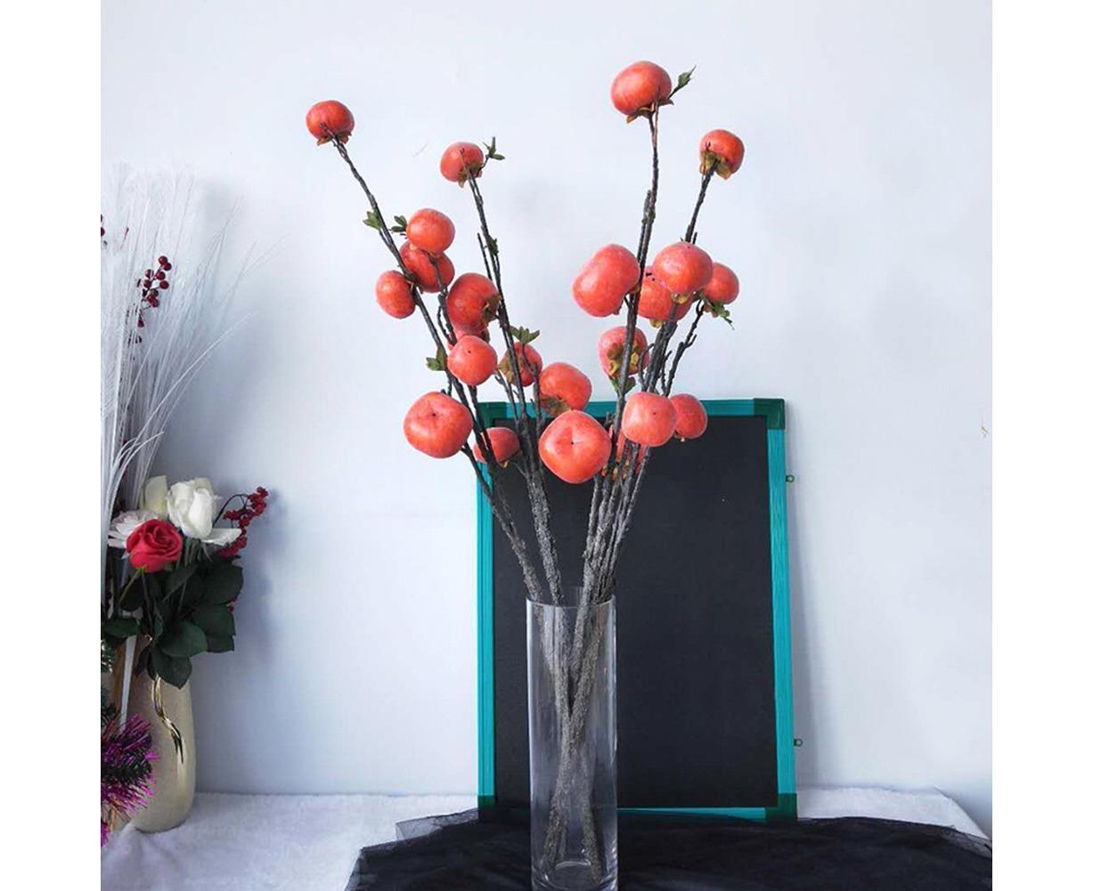 Artificial Flower 7/6 Heads Persimmon Branch Home Wedding Party Festival Decor - Image 3