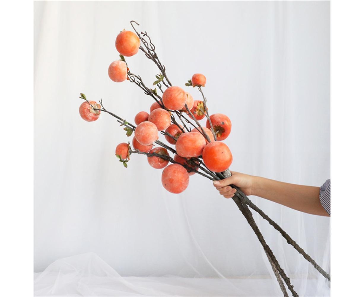 Artificial Flower 7/6 Heads Persimmon Branch Home Wedding Party Festival Decor - Image 4