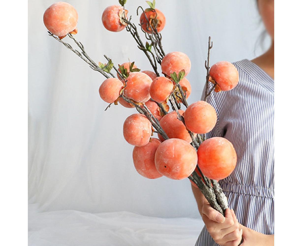 Artificial Flower 7/6 Heads Persimmon Branch Home Wedding Party Festival Decor - Image 5
