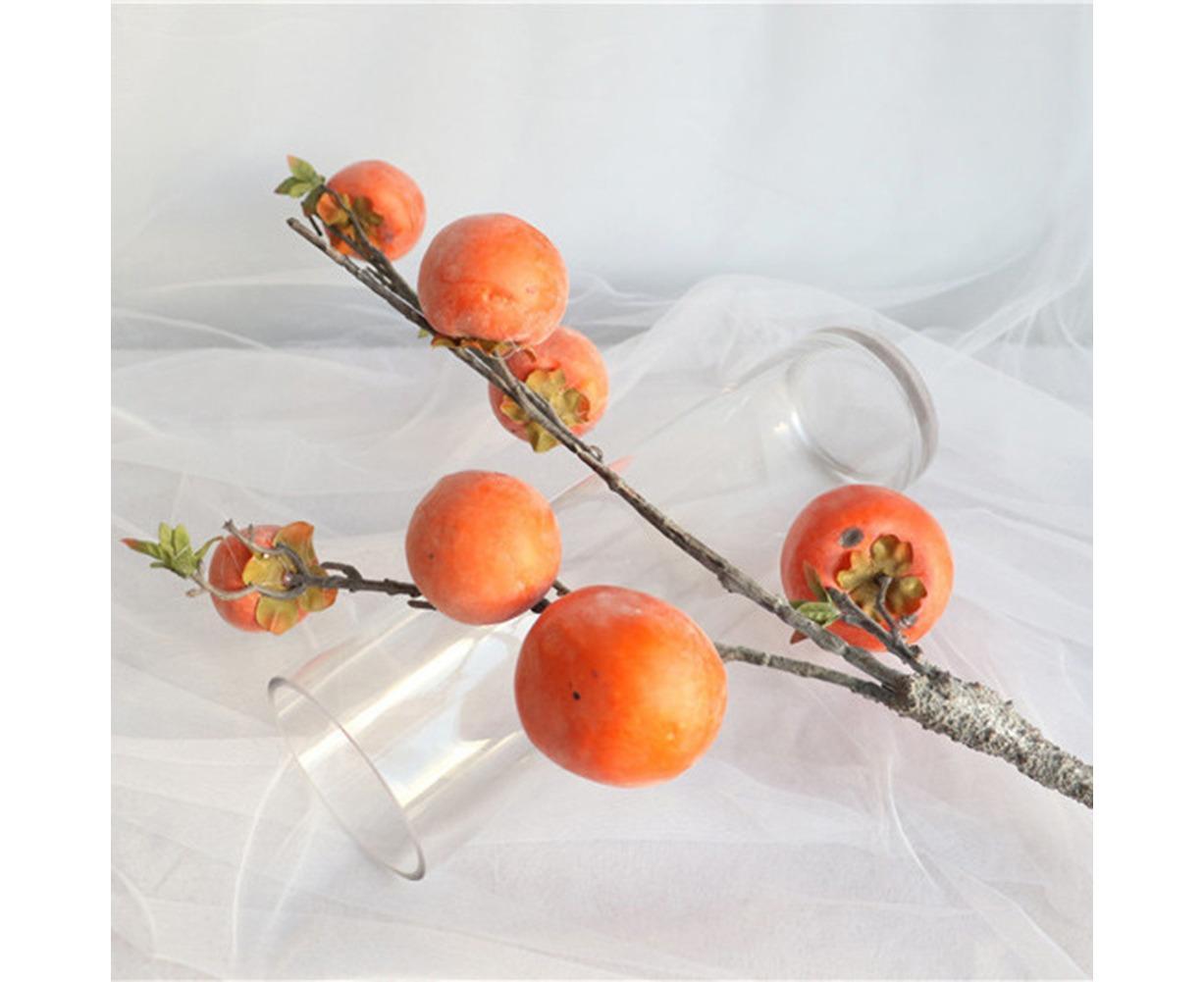 Artificial Flower 7/6 Heads Persimmon Branch Home Wedding Party Festival Decor - Image 8