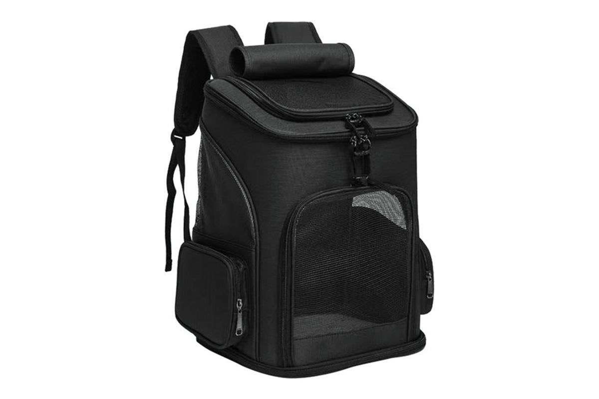 Expandable Large Cat Backpack Carrier for Small Pets - Black - Image 3