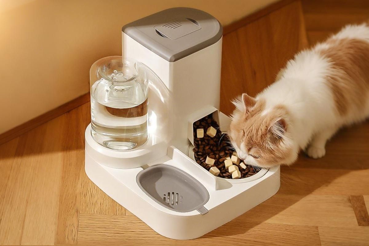 2 in 1 Automatic Cat Feeder and Waterer Ceramic Pet Bowl for Cats and Small Dogs - Image 2