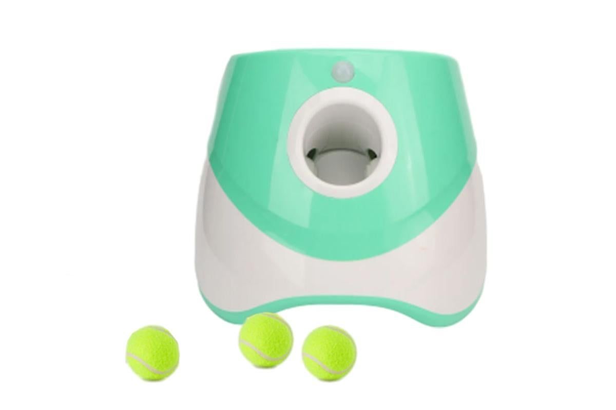 Dog Ball Launcher Thrower Automatic Tennis Fetch Throwing Machine with 3 Balls -Green - Image 2