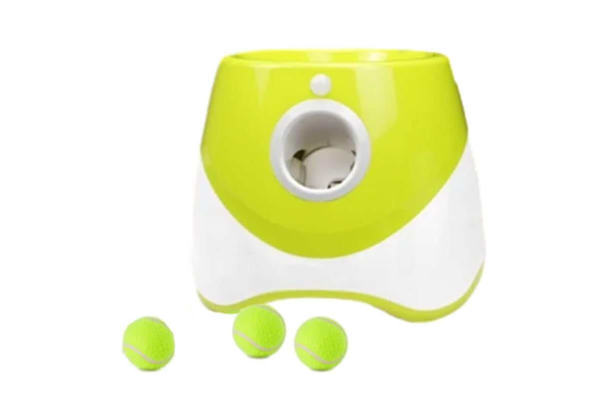 Dog Ball Launcher Thrower Automatic Tennis Fetch Throwing Machine with 3 Balls -Light Green - Image 1