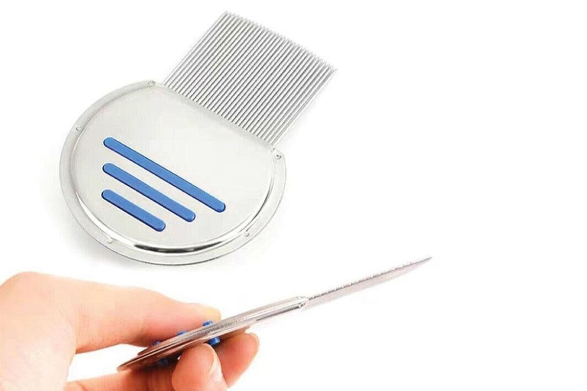 Stainless Steel Pet Flea Comb Fine Tooth Grooming Tool for Dogs Cats - Blue - Image 3