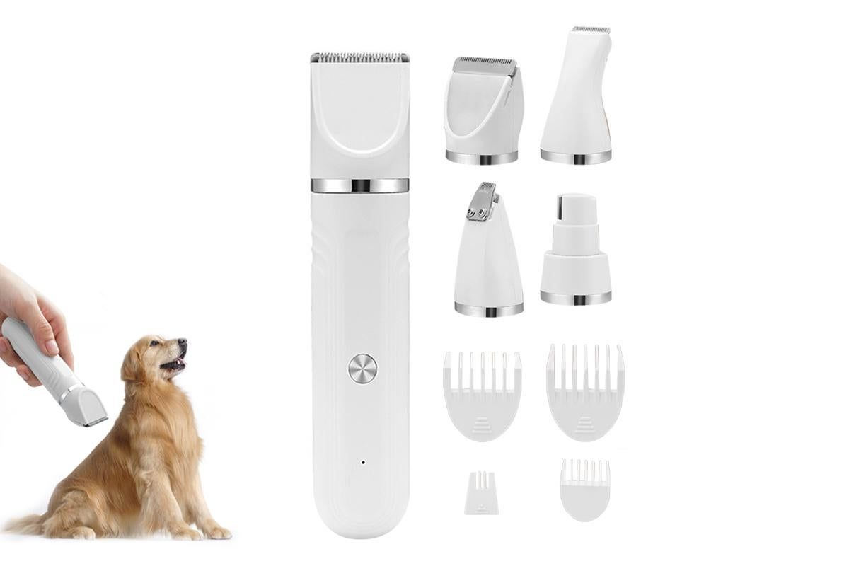 4-in-1 Dog Clipper Dog Grooming Kit with 4 Blade Heads -White - Image 1