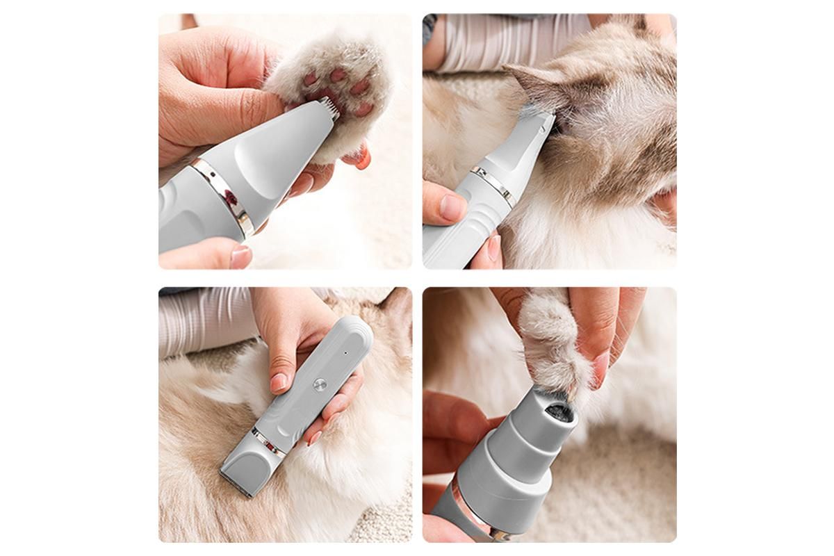 4-in-1 Dog Clipper Dog Grooming Kit with 4 Blade Heads -White - Image 3