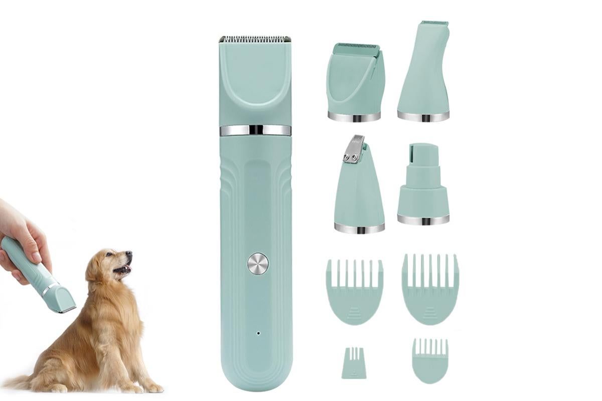 4-in-1 Dog Clipper Dog Grooming Kit with 4 Blade Heads -Green - Image 1