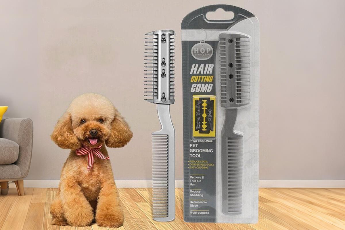 Two Sided Pet Grooming Comb with Razor for Dog Cat Fur Trimming and Thinning - Image 2