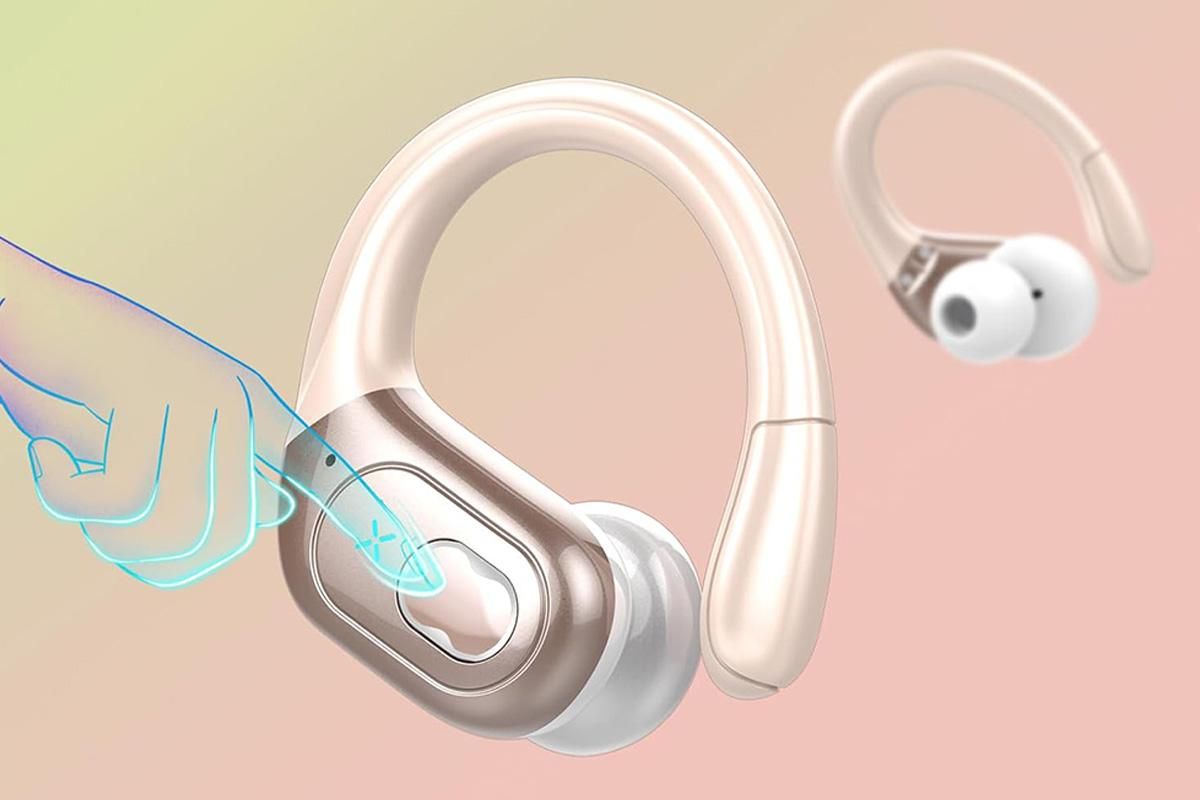 Wireless Bluetooth 5.4 Headphone Over Ear Bud IPX5 Waterproof Earphone for Sport Running - Rose Gold - Image 2