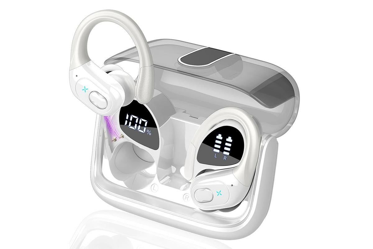 Wireless Bluetooth 5.4 Headphone Over Ear Bud IPX5 Waterproof Earphone for Sport Running - White - Image 1