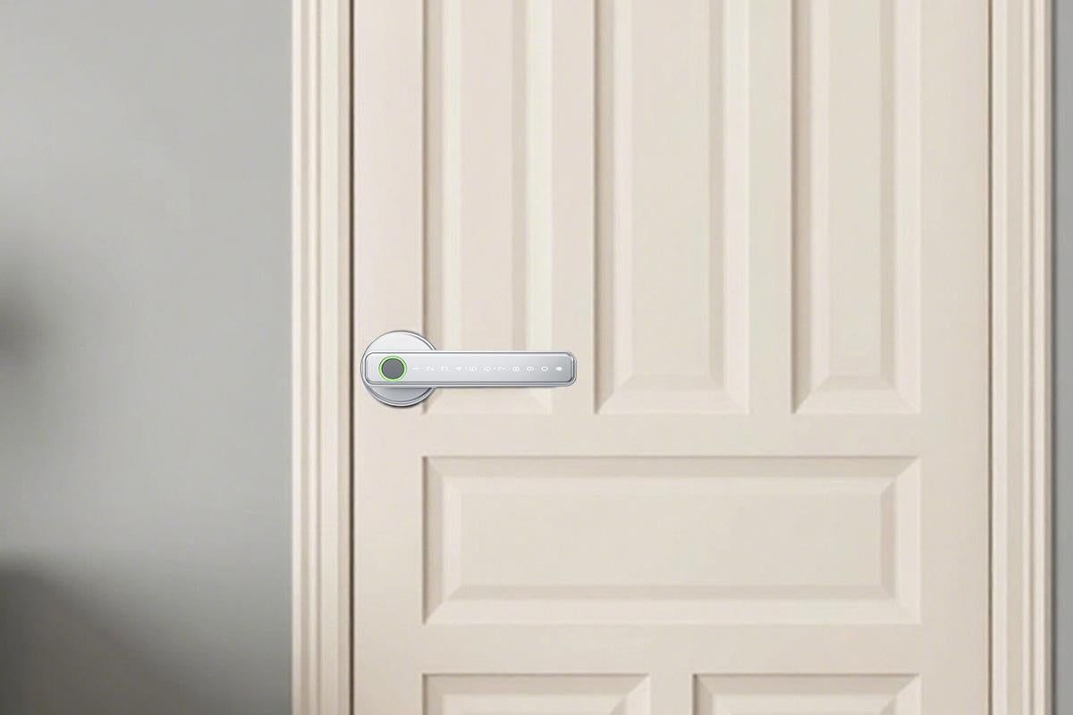 5 in 1 Smart Door Lock Fingerprint Door Knob with IC Cards and Backup Keys - Silver - Image 3