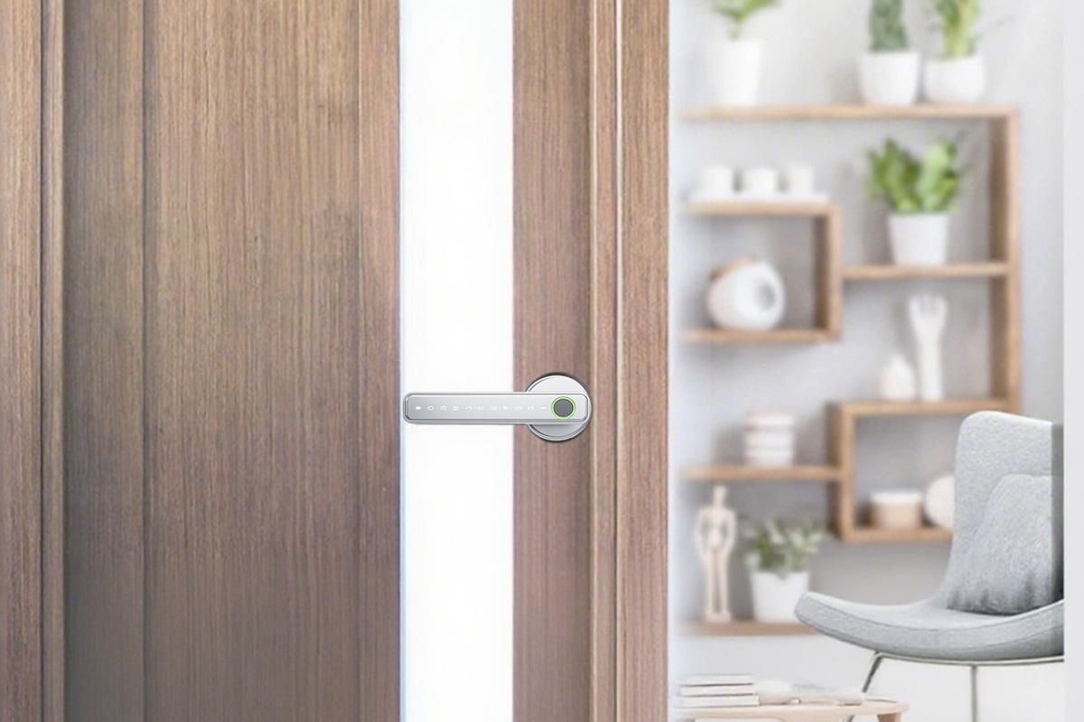 5 in 1 Smart Door Lock Fingerprint Door Knob with IC Cards and Backup Keys - Silver - Image 4