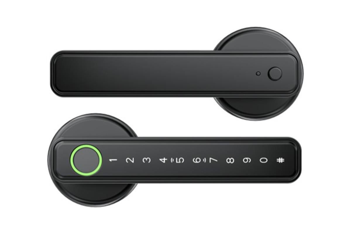 5 in 1 Smart Door Lock Fingerprint Door Knob with IC Cards and Backup Keys - Black - Image 2