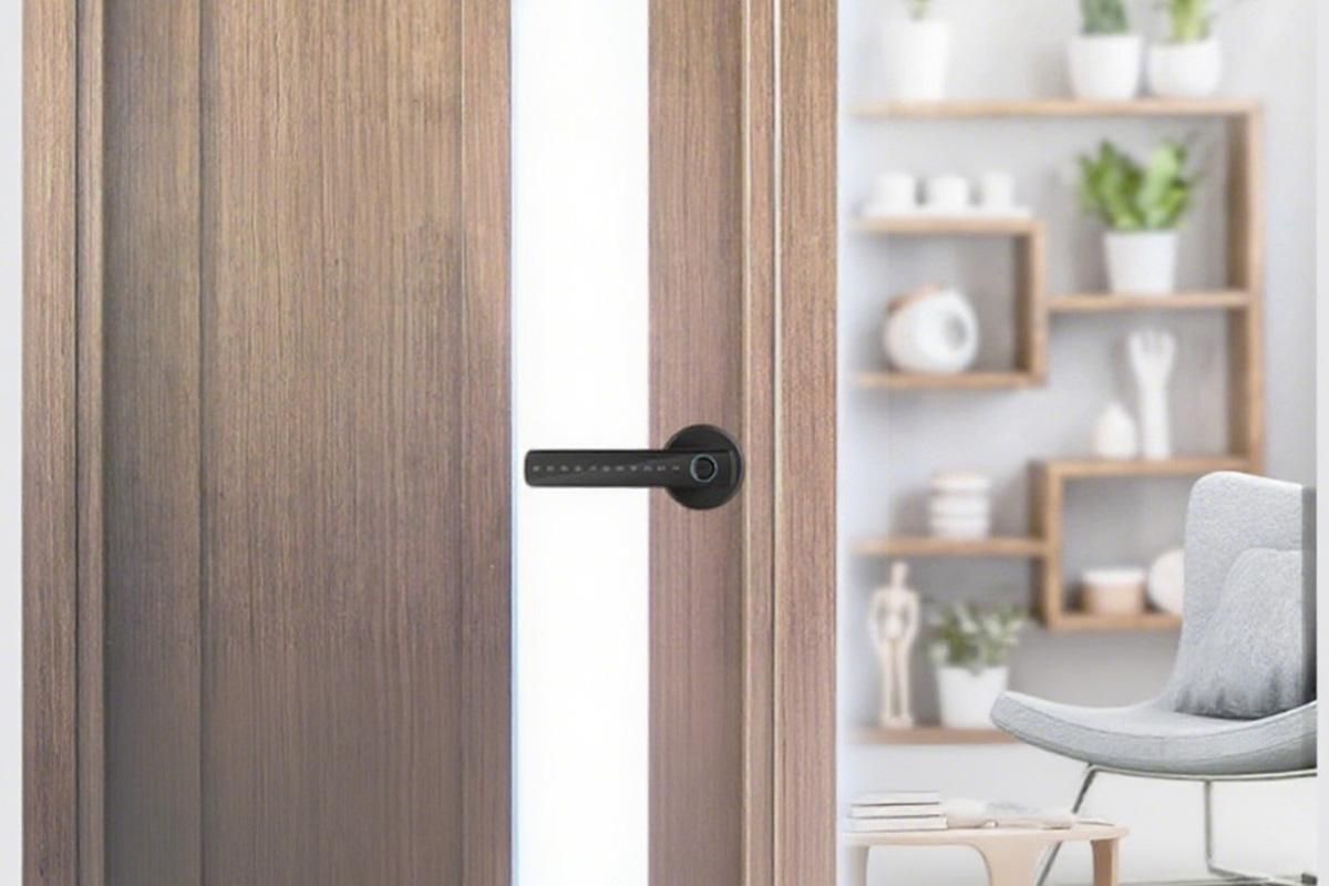 5 in 1 Smart Door Lock Fingerprint Door Knob with IC Cards and Backup Keys - Black - Image 5