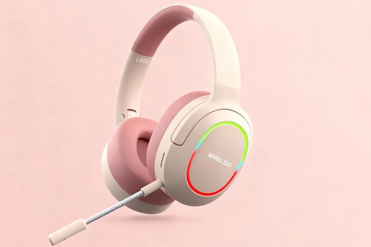 Wireless Gaming Headset Headphone with Microphone Volume - Pink - Image 2