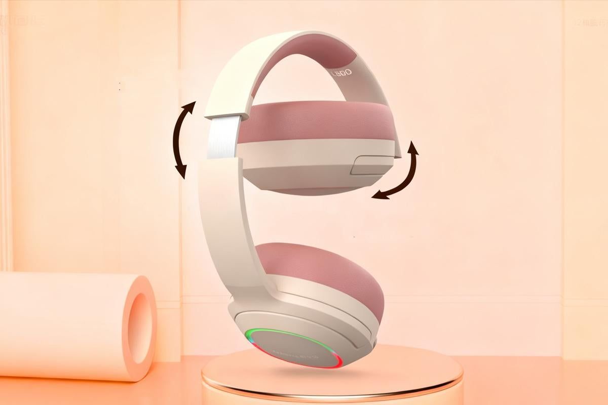 Wireless Gaming Headset Headphone with Microphone Volume - Pink - Image 3