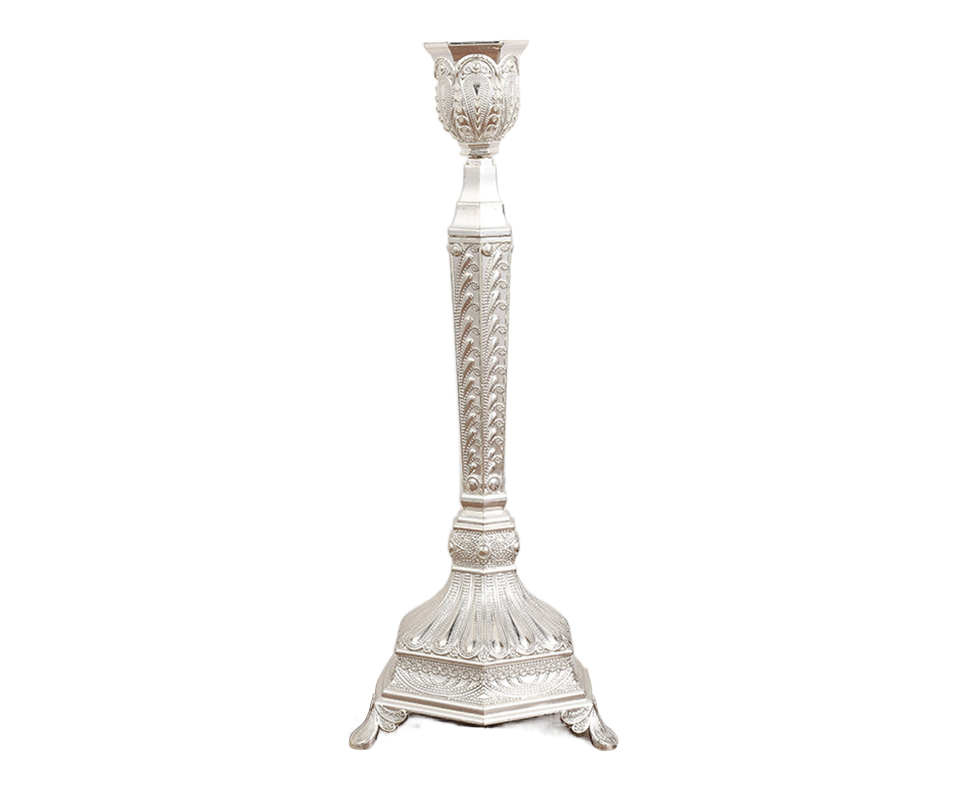 Glossy Candlestick Holder-Silver Short - Image 1