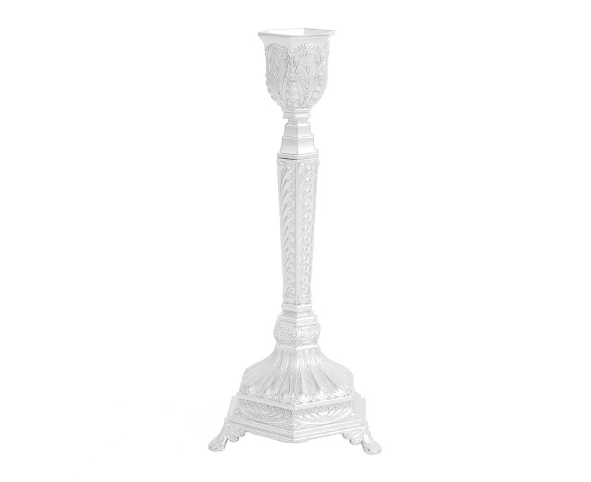 Glossy Candlestick Holder-Silver Short - Image 2