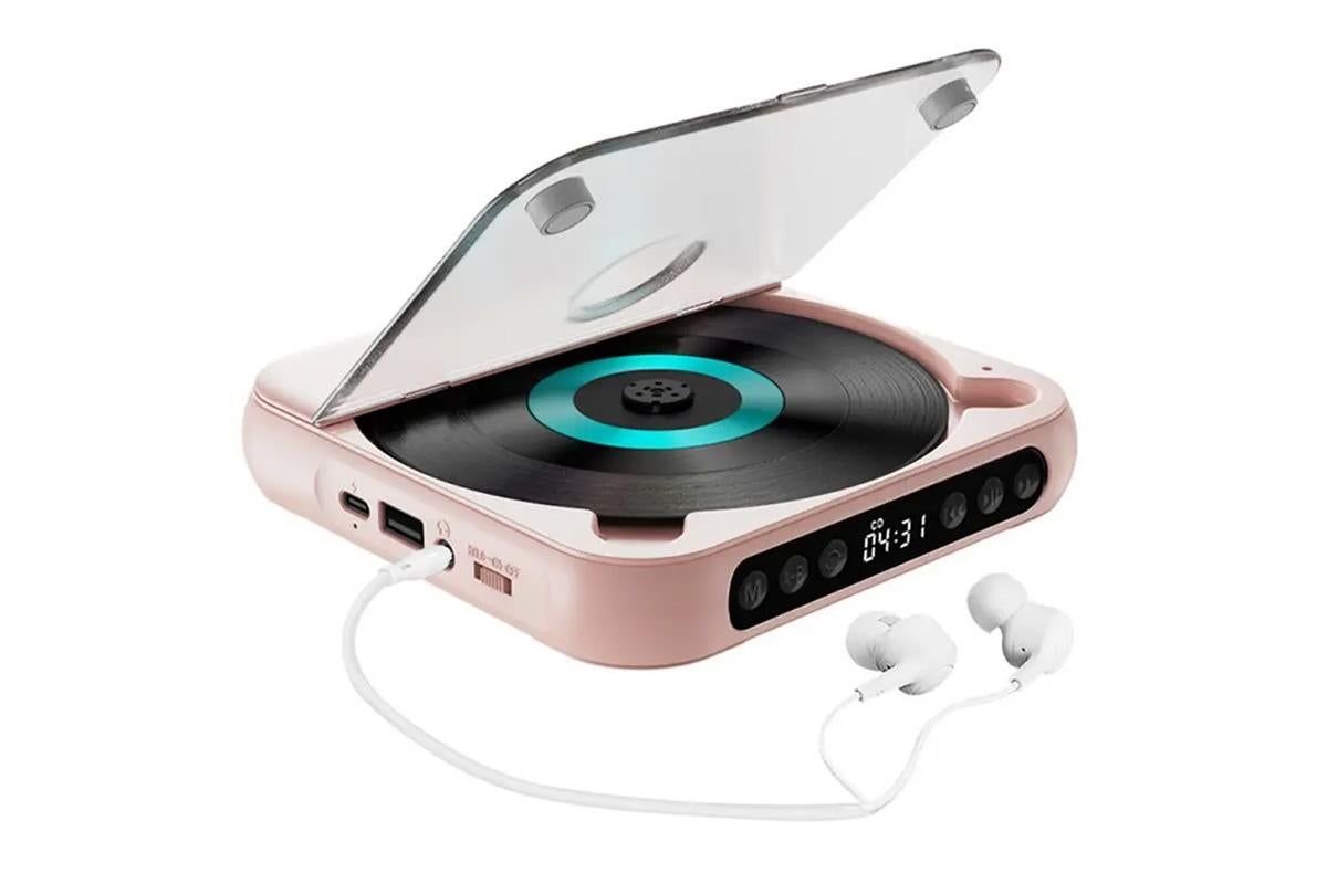 Portable CD Player Bluetooth 5.3 with HiFi Speakers Rechargeable Walkman Supports CD USB MP3 for Home - Pink - Image 2