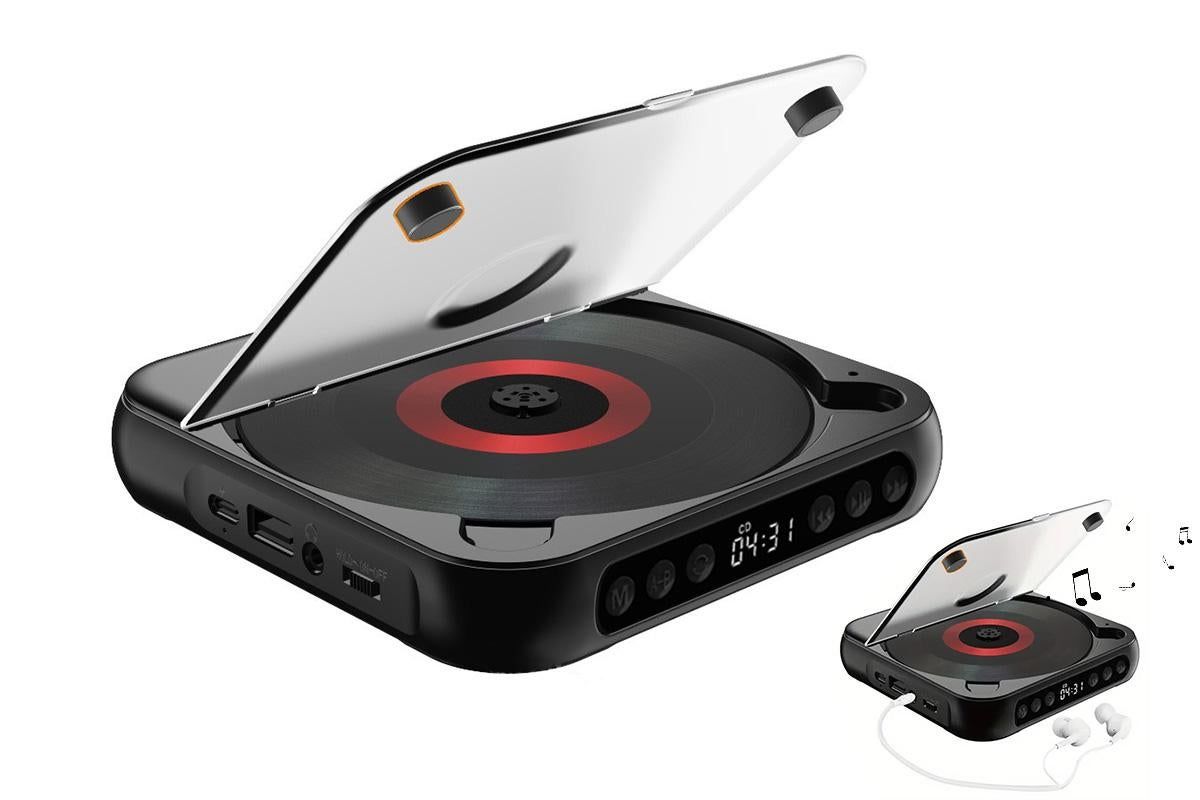 Portable CD Player Bluetooth 5.3 with HiFi Speakers Rechargeable Walkman Supports CD USB MP3 for Home - Black - Image 1