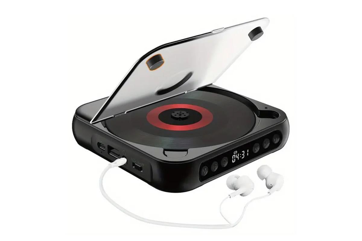 Portable CD Player Bluetooth 5.3 with HiFi Speakers Rechargeable Walkman Supports CD USB MP3 for Home - Black - Image 2