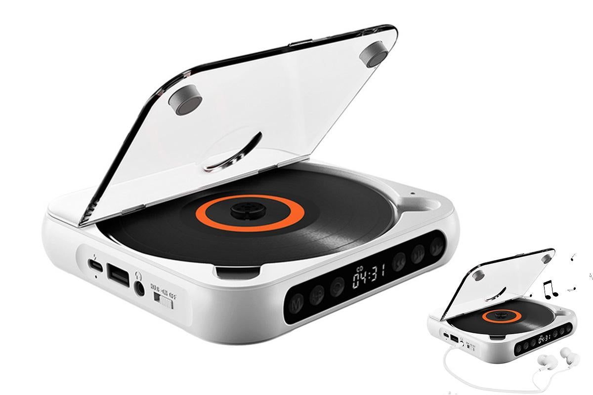 Portable CD Player Bluetooth 5.3 with HiFi Speakers Rechargeable Walkman Supports CD USB MP3 for Home - White - Image 1