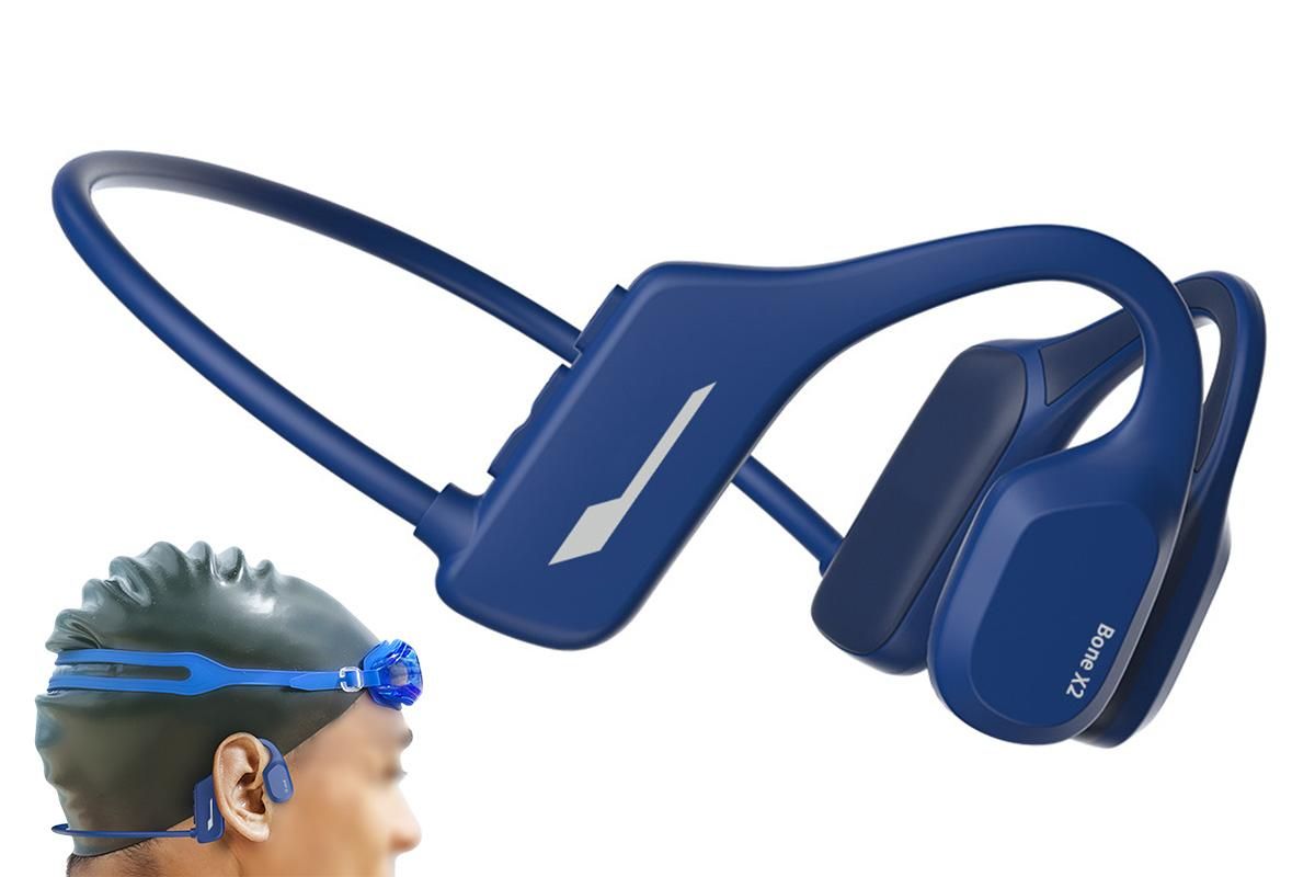 Bone Conduction Headphones Bluetooth Waterproof Sports Headset for Running Cycling Walking - Blue - Image 1