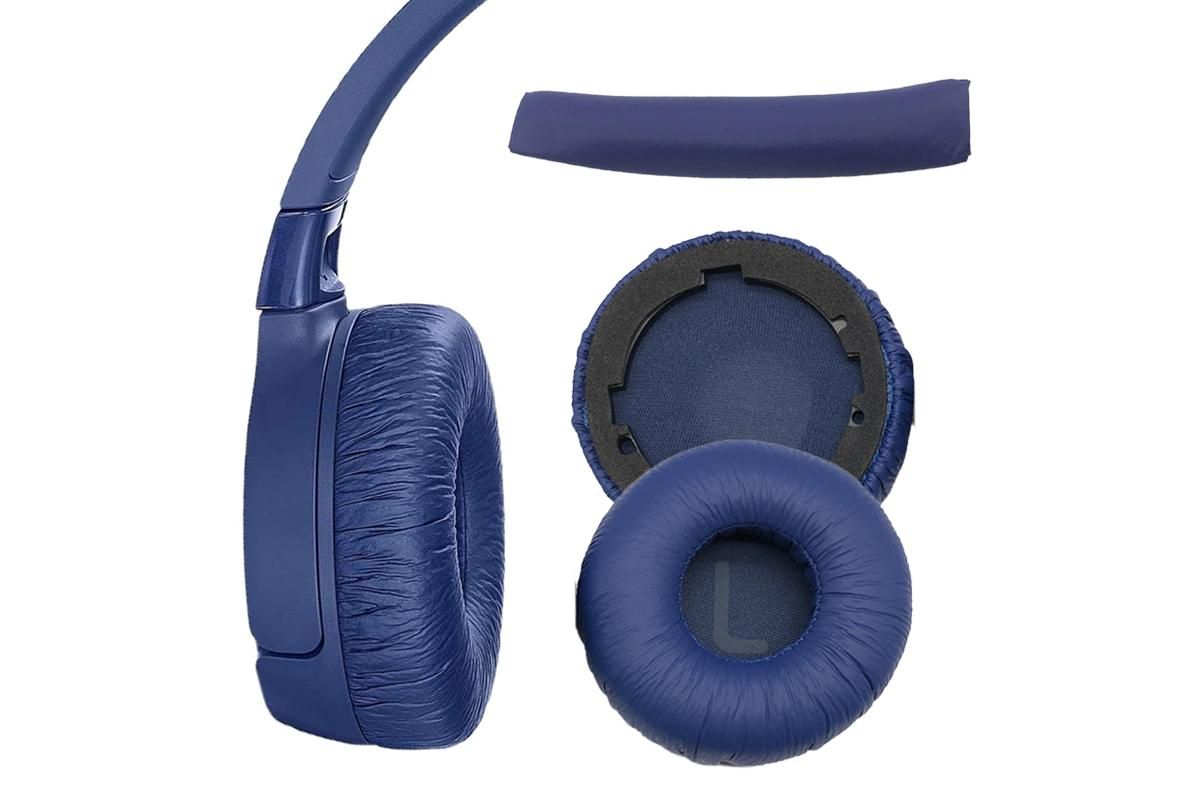Ear Pads Cushion Cover Replacement Headband Replaceable Foam Headphone Cover for JBL Tune600BT T660NC T670NC Wireless Headphone Ear Pads Headphone Ear Pad Repair Parts -Blue - Image 1