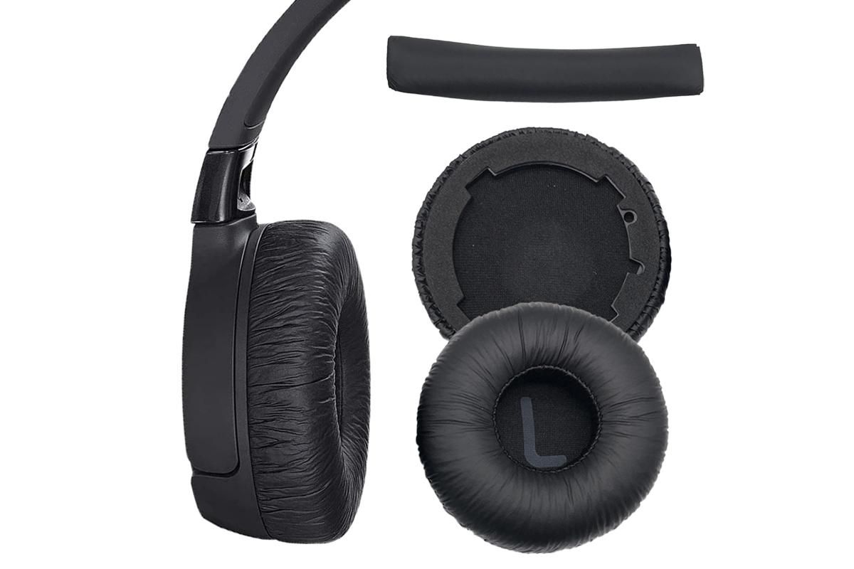 Ear Pads Cushion Cover Replacement Headband Replaceable Foam Headphone Cover for JBL Tune600BT T660NC T670NC Wireless Headphone Ear Pads Headphone Ear Pad Repair Parts -Black - Image 1
