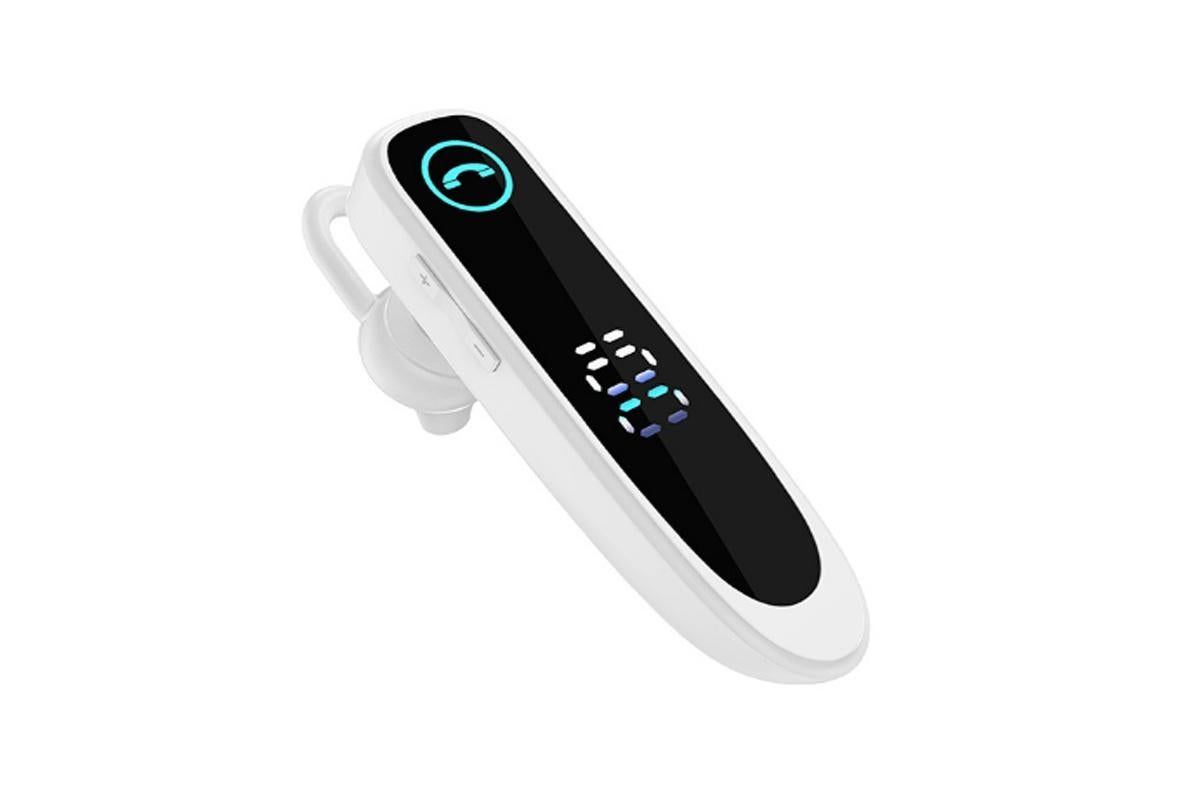 Bluetooth Earphone Single Ear Business Earbuds Ear Hook Super Long Standby IPX7 Waterproof Single Business Driver Wireless Headset -White - Image 1