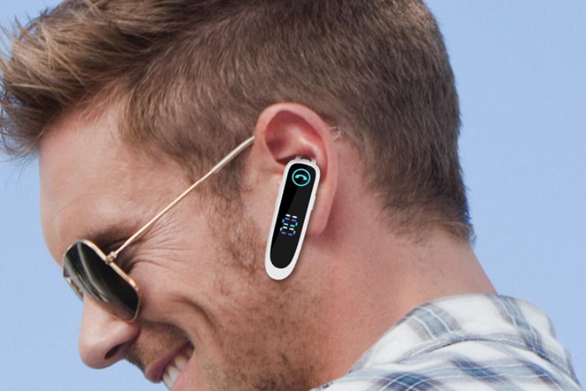 Bluetooth Earphone Single Ear Business Earbuds Ear Hook Super Long Standby IPX7 Waterproof Single Business Driver Wireless Headset -White - Image 4