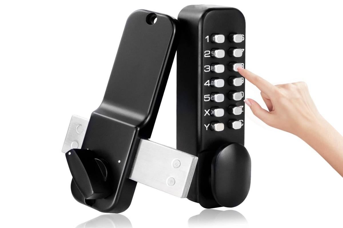 Gate Door Locks Set with Keypad Mechanical Keyless Entry Door Lock for Garden Garage Yard -Black - Image 1
