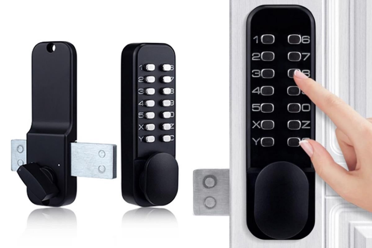 Gate Door Locks Set with Keypad Mechanical Keyless Entry Door Lock for Garden Garage Yard -Black - Image 3