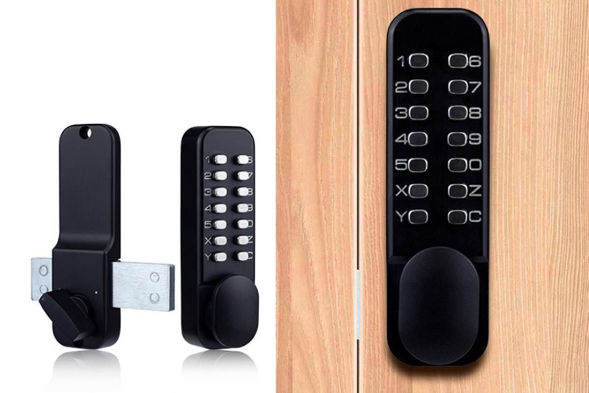 Gate Door Locks Set with Keypad Mechanical Keyless Entry Door Lock for Garden Garage Yard -Black - Image 5