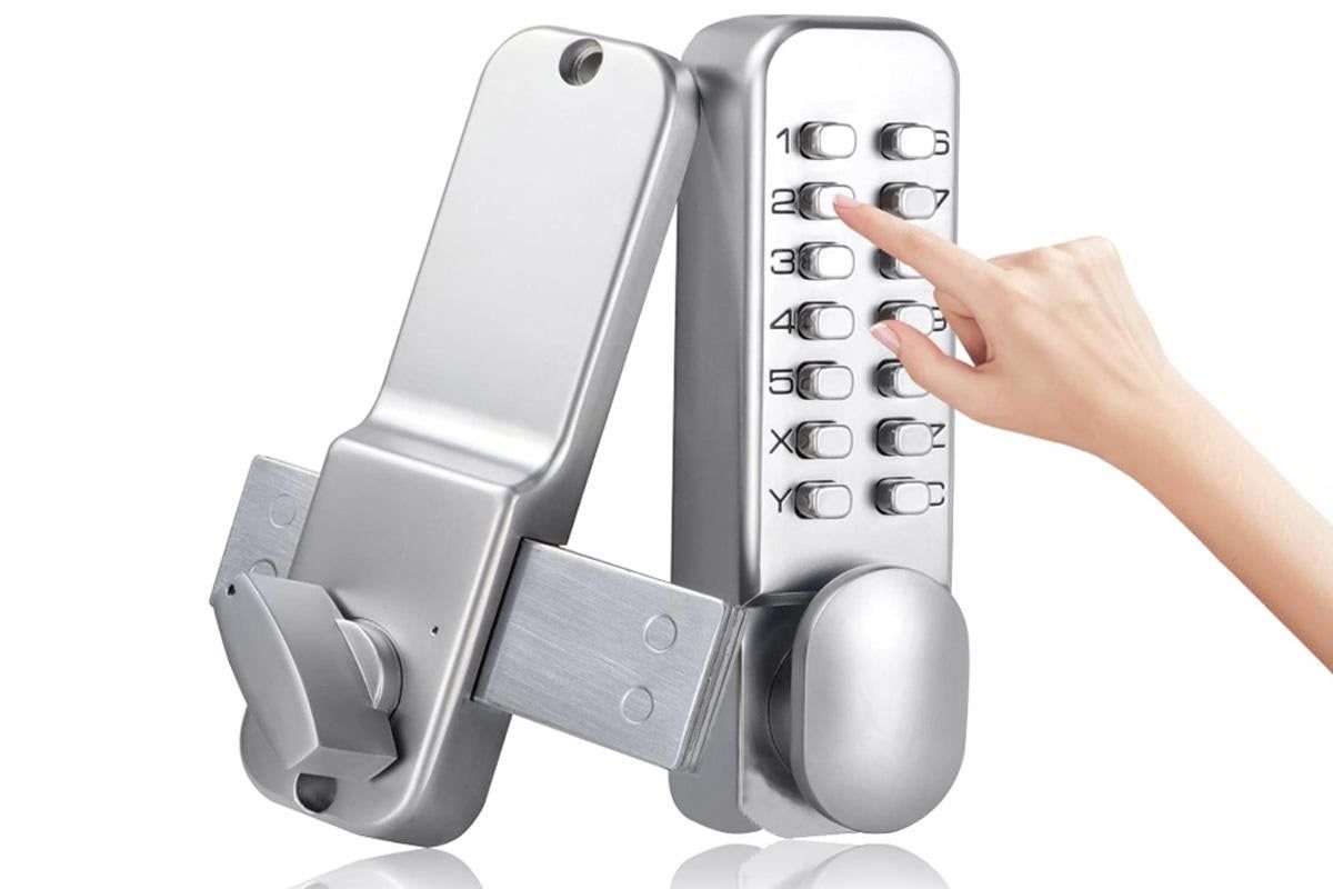 Gate Door Locks Set with Keypad Mechanical Keyless Entry Door Lock for Garden Garage Yard -Silver - Image 1