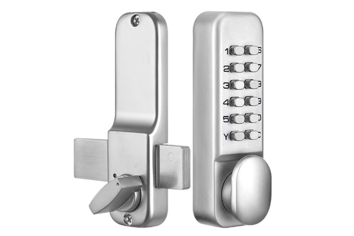 Gate Door Locks Set with Keypad Mechanical Keyless Entry Door Lock for Garden Garage Yard -Silver - Image 2