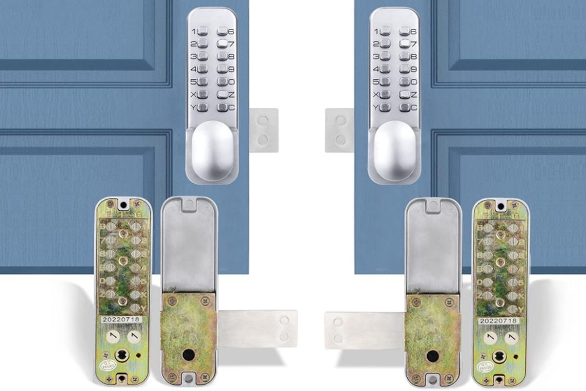 Gate Door Locks Set with Keypad Mechanical Keyless Entry Door Lock for Garden Garage Yard -Silver - Image 5