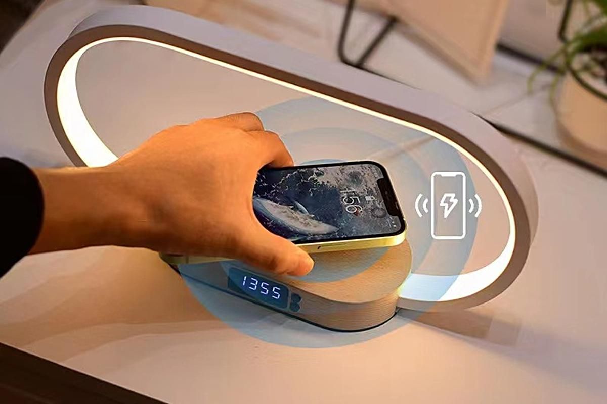 Bedside Lamp with Clock 10W Fast Wireless Charger USB Port Nightstand Touch Lamp - Image 3
