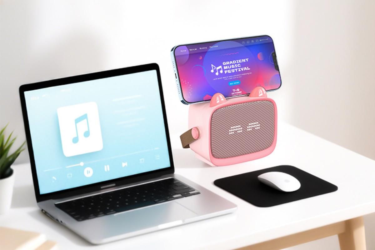 Mini Karaoke Machine Toys Gifts Portable MP3 Player with 2 Wireless Microphone - Pink - Image 6