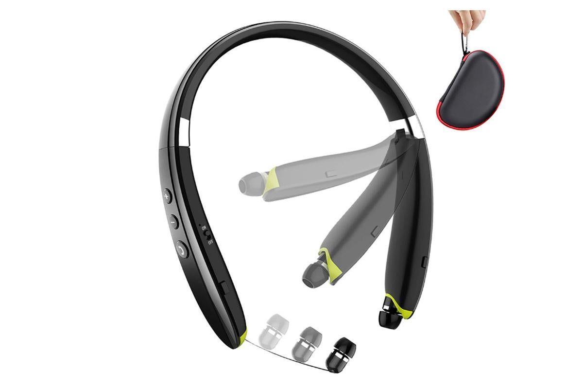 Bluetooth Headphones Foldable Bluetooth Neckband Headphones, Wireless Sports Headset with Built-in Mic - Black - Image 1
