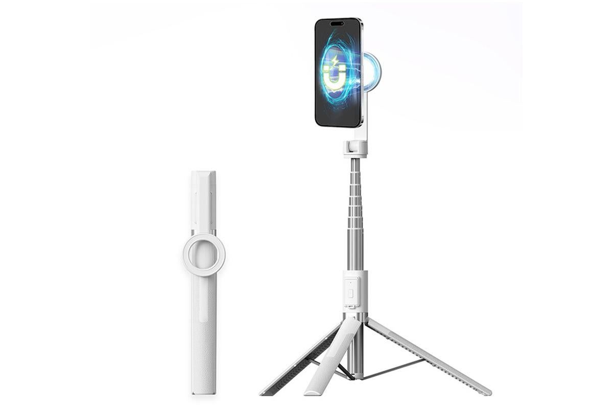 Selfie Stick Tripod 360-degree Rotatable Tripod for iPhone Android - White - Image 1
