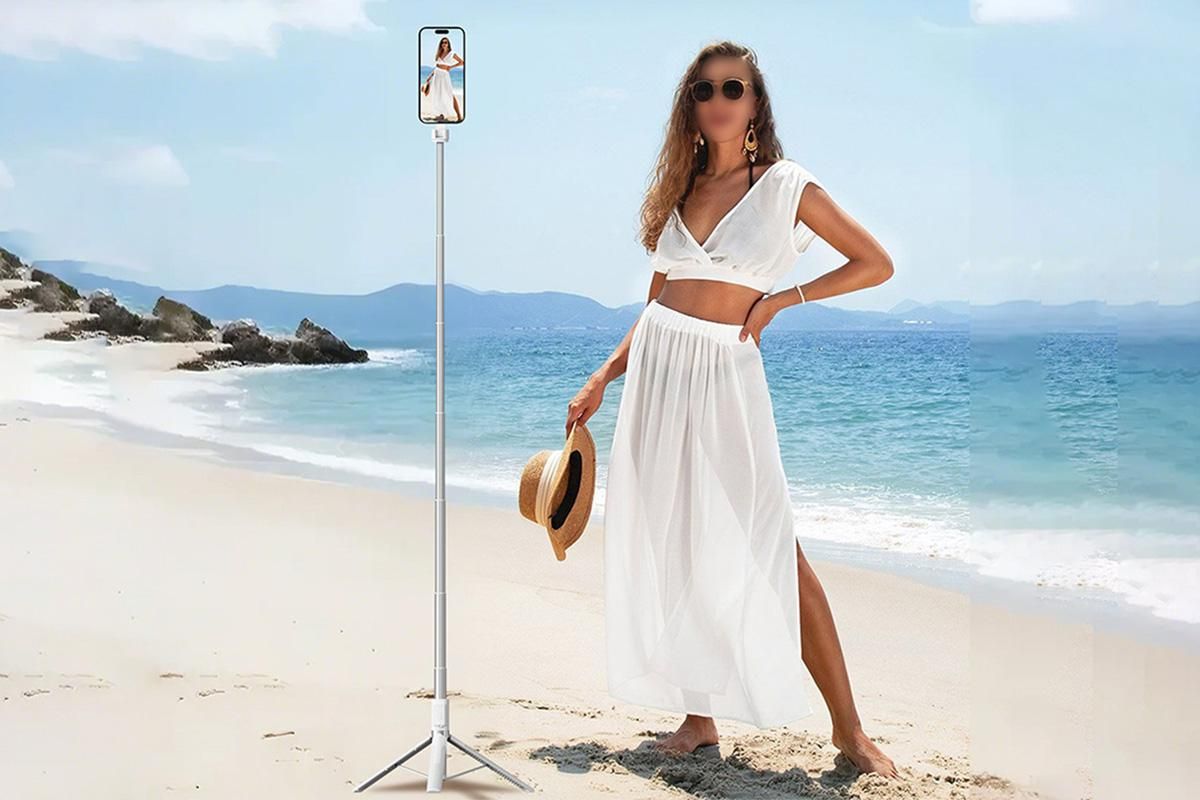 Selfie Stick Tripod 360-degree Rotatable Tripod for iPhone Android - White - Image 2
