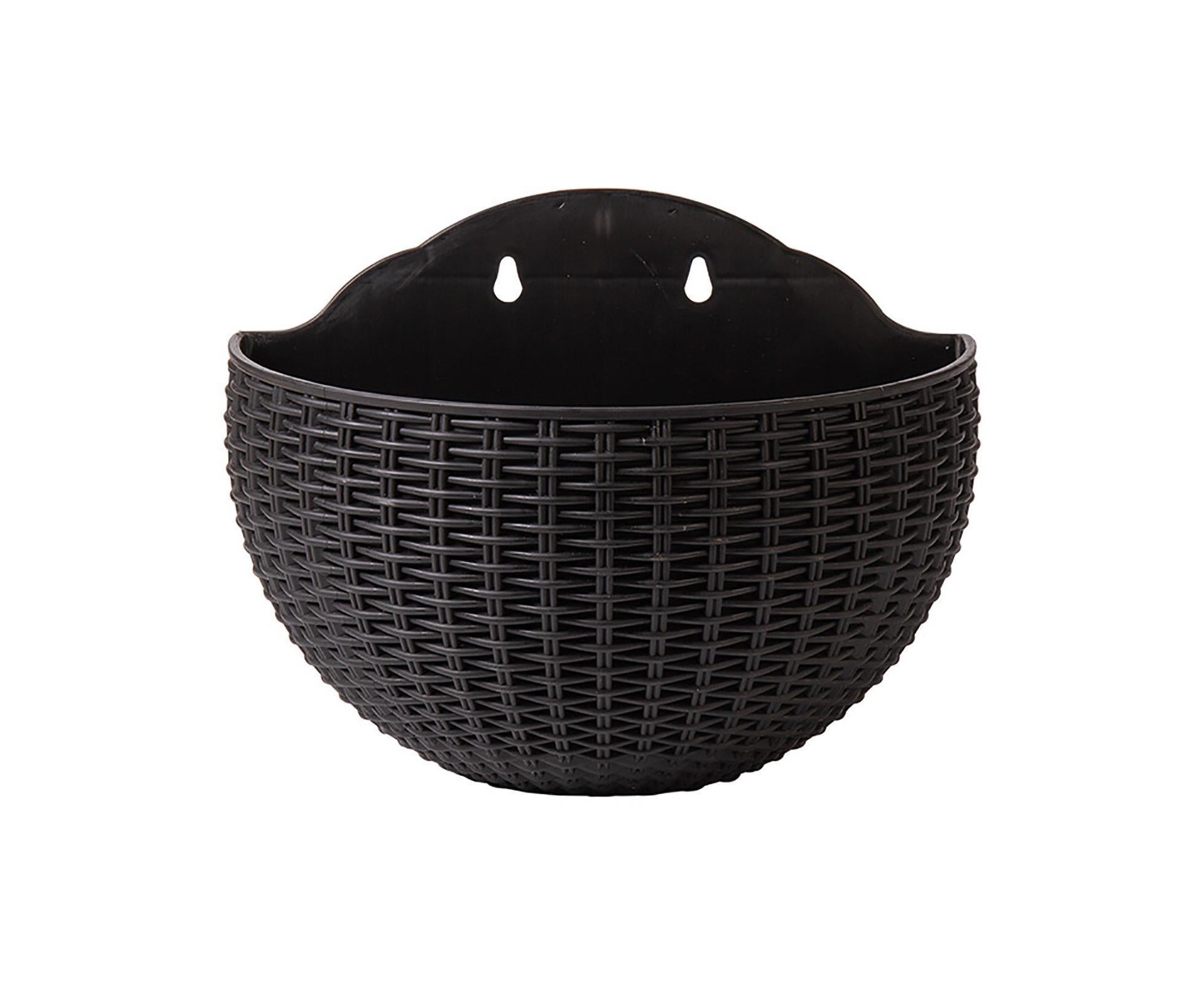 Flower Pot Exquisite Wall-mounted Plastic Wall Hanging Basket Flowerpot for Garden-Black - Image 1