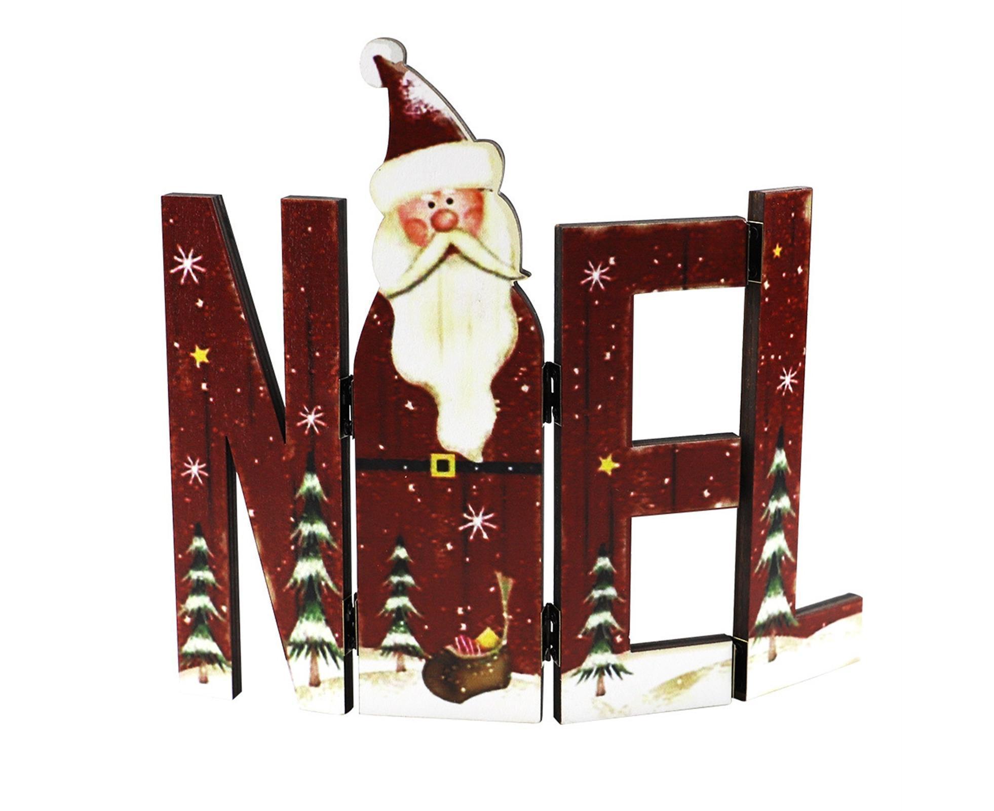 Foldable Eye-catching Christmas Ornament Wood Creative Cute Xmas Ornament for Decoration-Red - Image 1