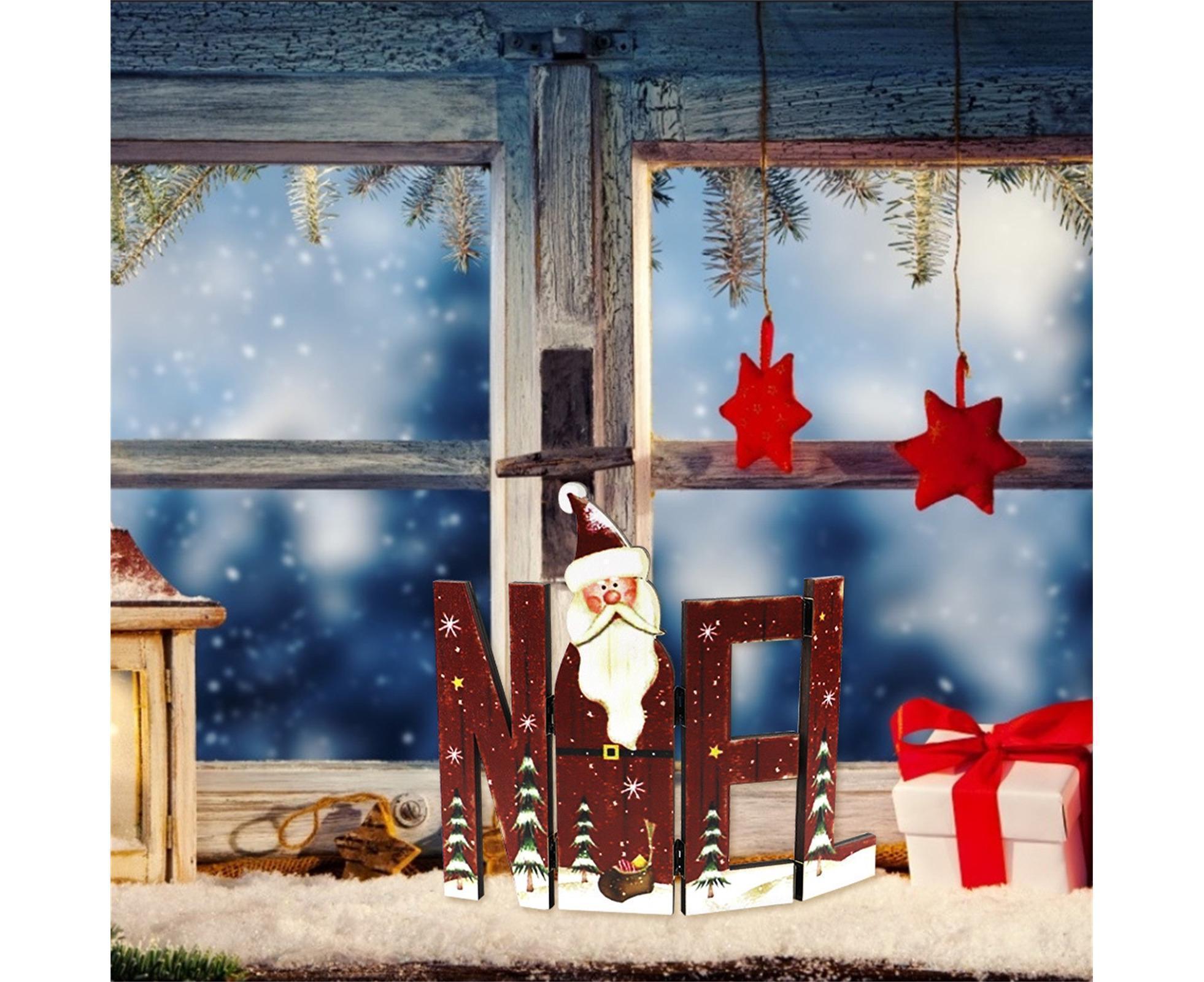 Foldable Eye-catching Christmas Ornament Wood Creative Cute Xmas Ornament for Decoration-Red - Image 3