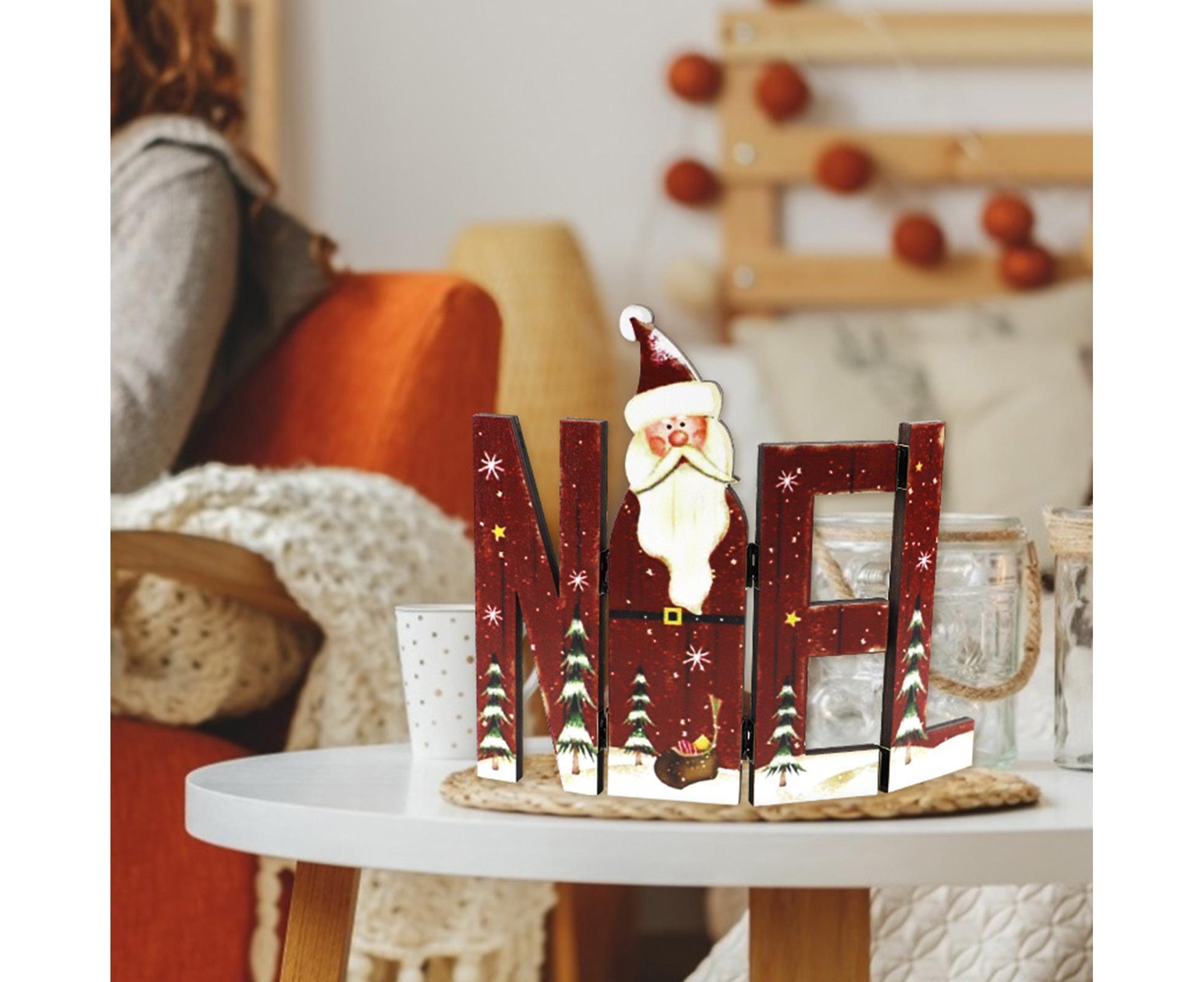 Foldable Eye-catching Christmas Ornament Wood Creative Cute Xmas Ornament for Decoration-Red - Image 4