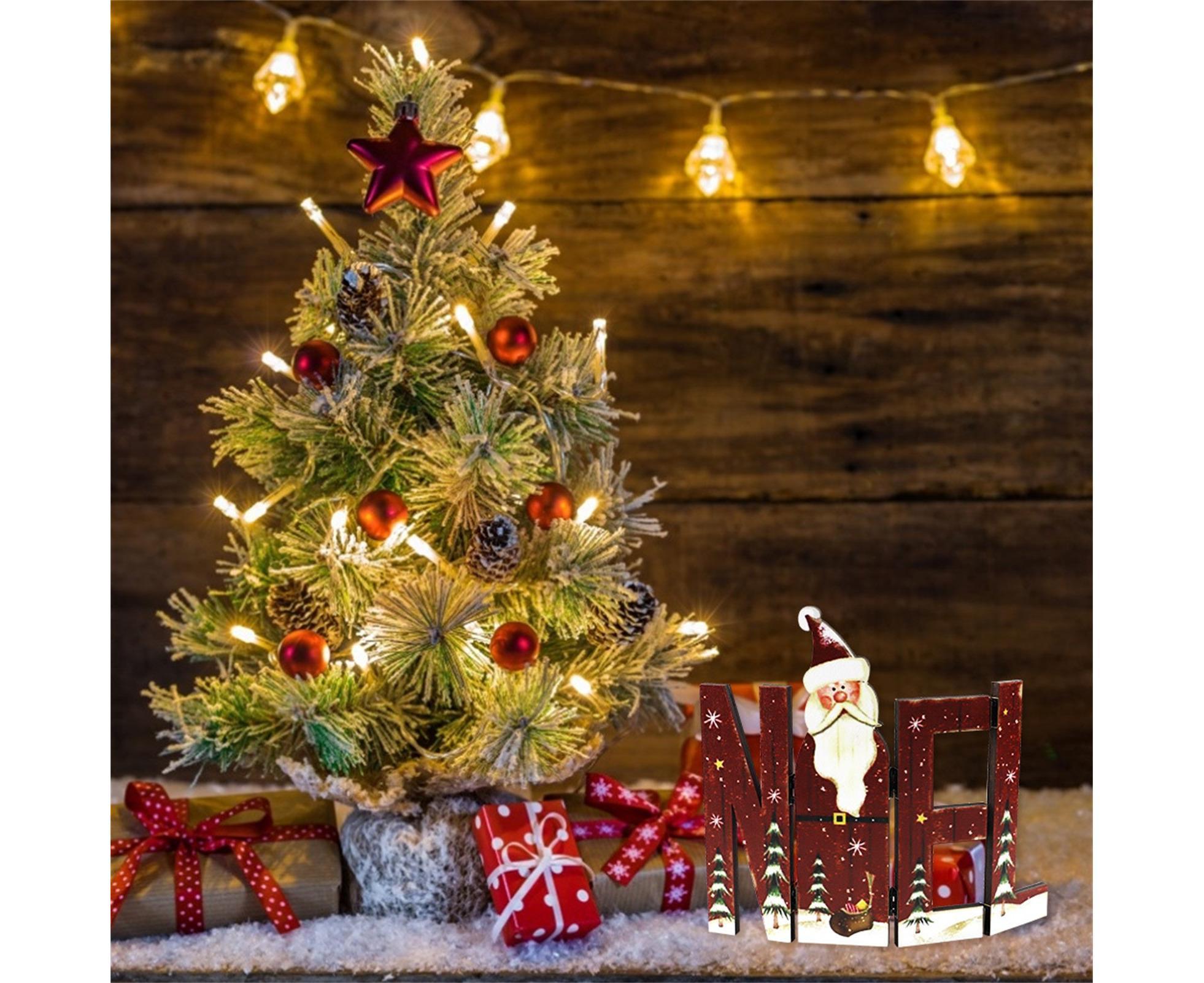 Foldable Eye-catching Christmas Ornament Wood Creative Cute Xmas Ornament for Decoration-Red - Image 5