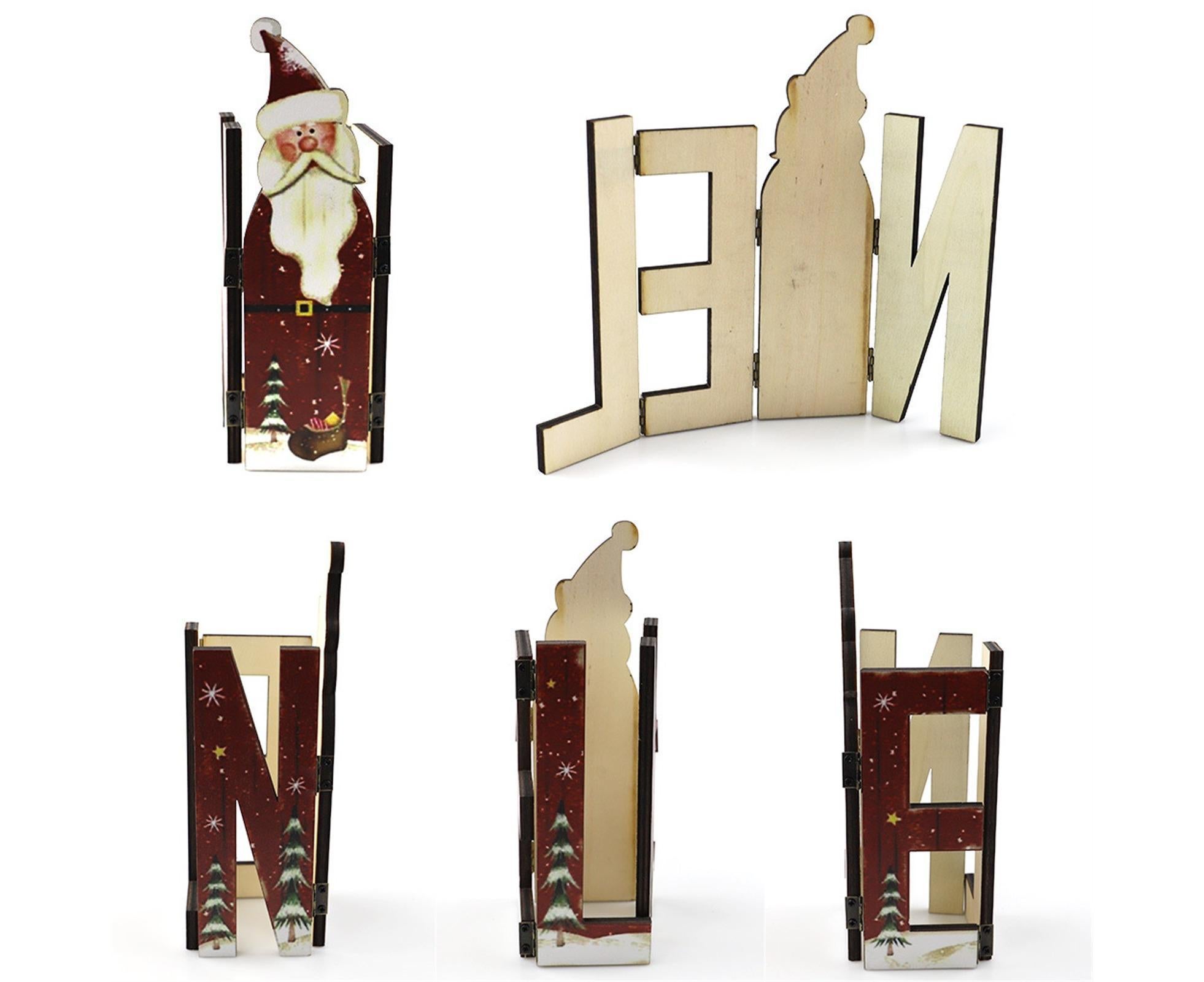 Foldable Eye-catching Christmas Ornament Wood Creative Cute Xmas Ornament for Decoration-Red - Image 6
