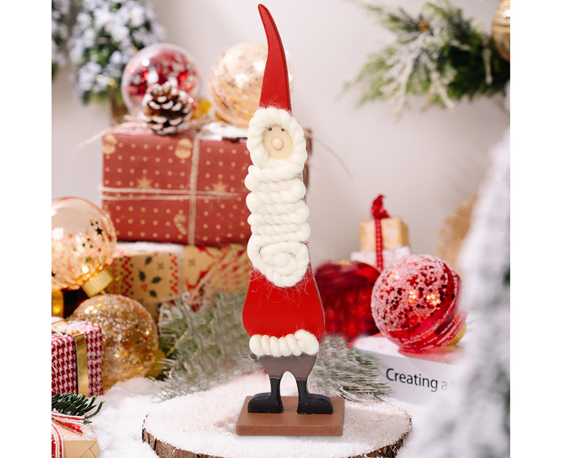 Snowman Ornament Festive Atmosphere Decorate Wood Tea Table Garden Doll Figurine for Home-L - Image 4